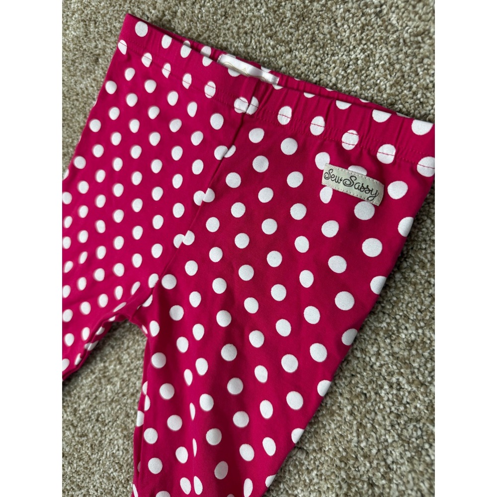 Sew Sassy Girls Pants Leggings Pink White Icings Dot Ruffle 6 Matilda Jane Style